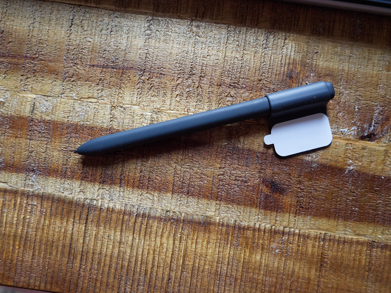 The pen comes with a dorky holster you’re supposed to attach to the case yourself via sticker.